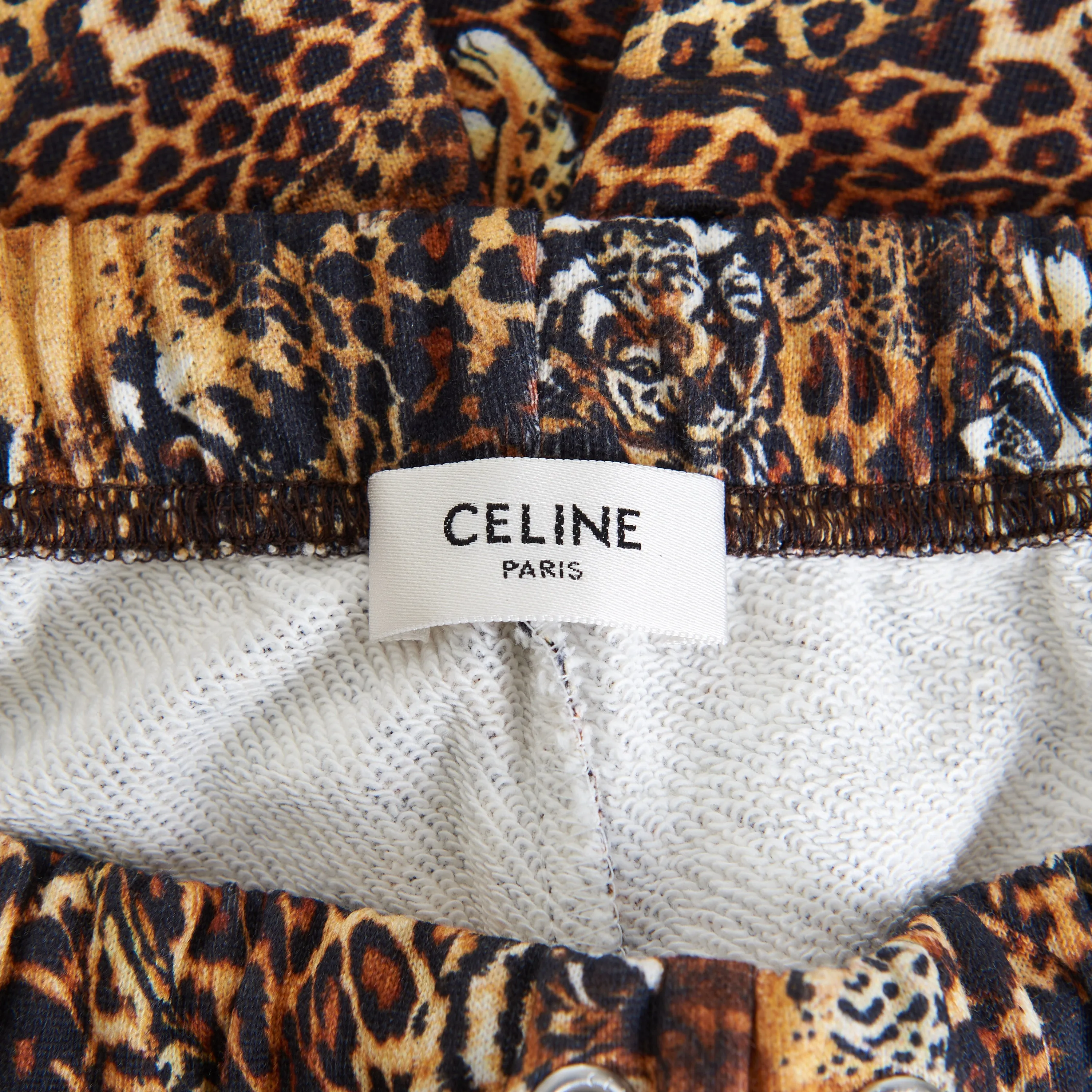 Loose Fit Celine Shorts In Cotton Fleece With Patchwork Tiger Print