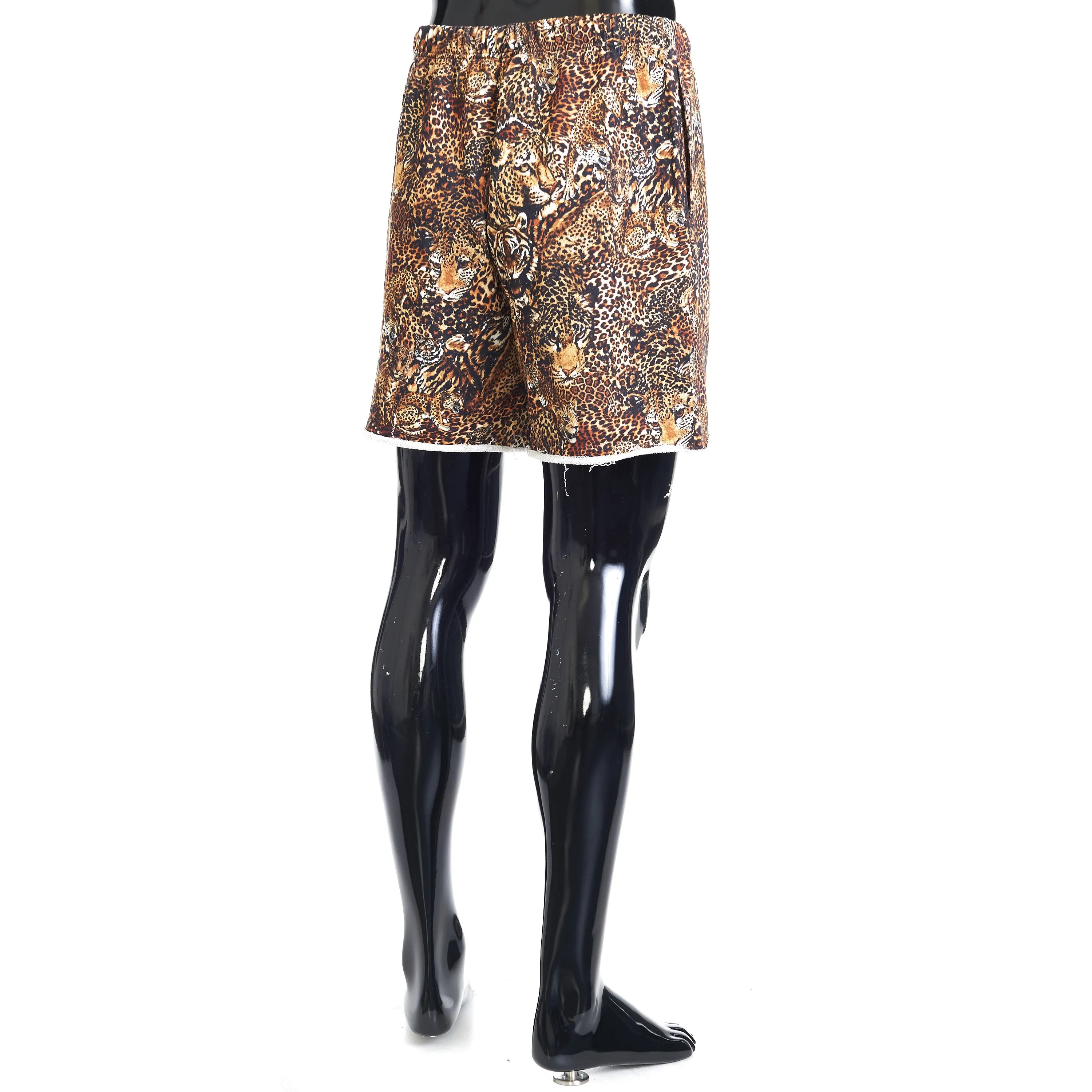 Loose Fit Celine Shorts In Cotton Fleece With Patchwork Tiger Print