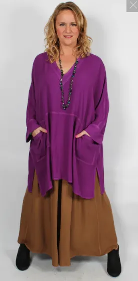 Magenta Cowl Dairi Fashions Nobi Pocket Tunic Top Plus Boho Sml-7x