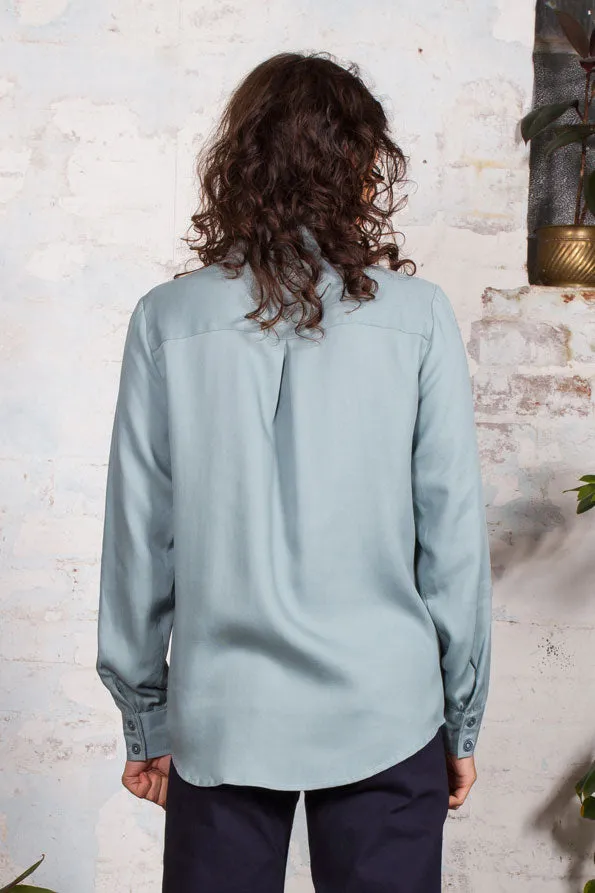 Manuscript Shirt - Sky Honeycomb Cupro