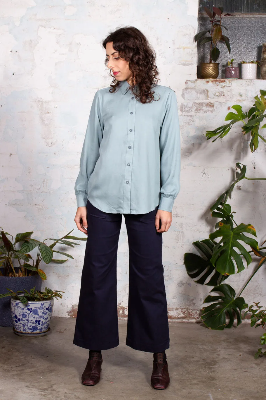 Manuscript Shirt - Sky Honeycomb Cupro