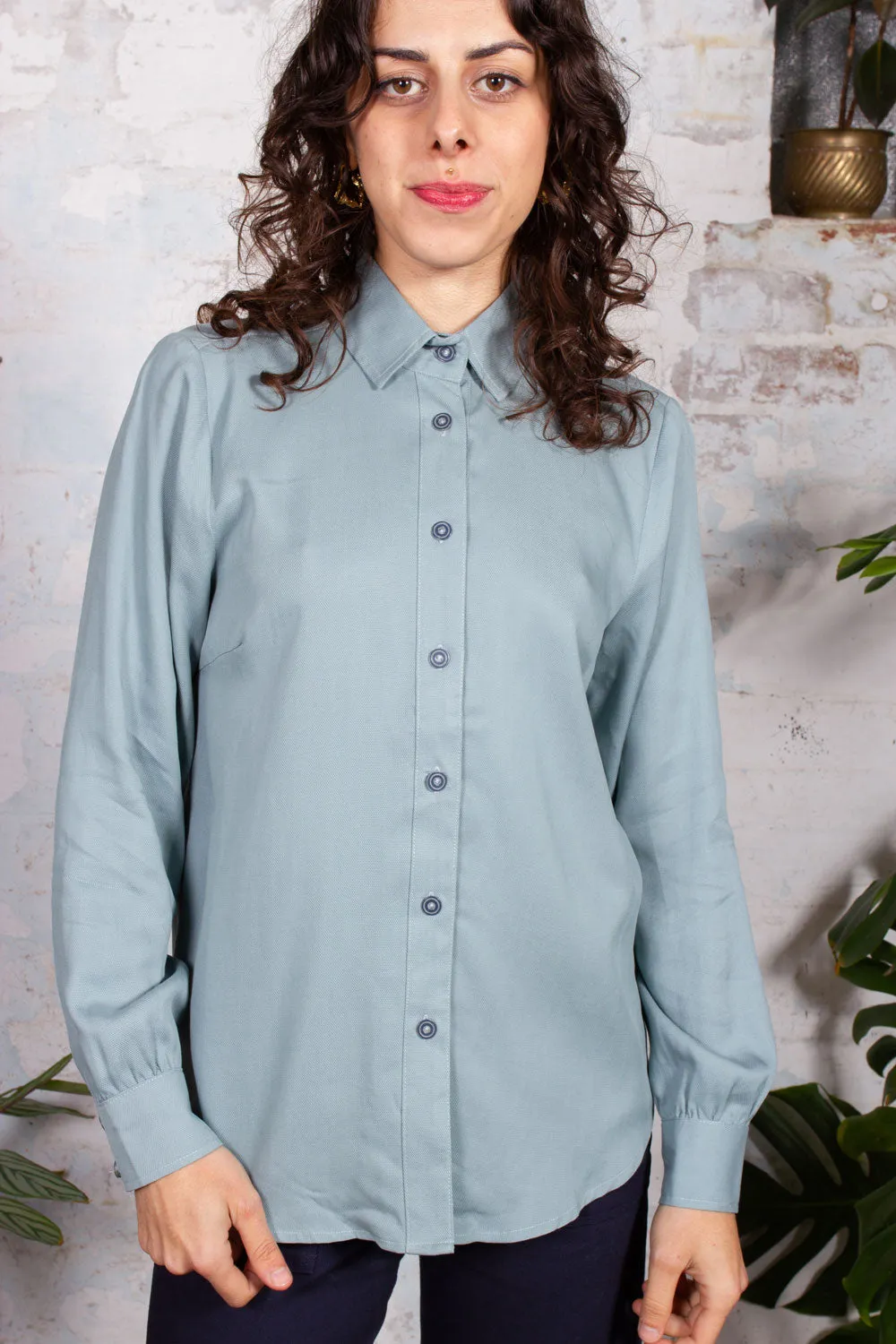 Manuscript Shirt - Sky Honeycomb Cupro