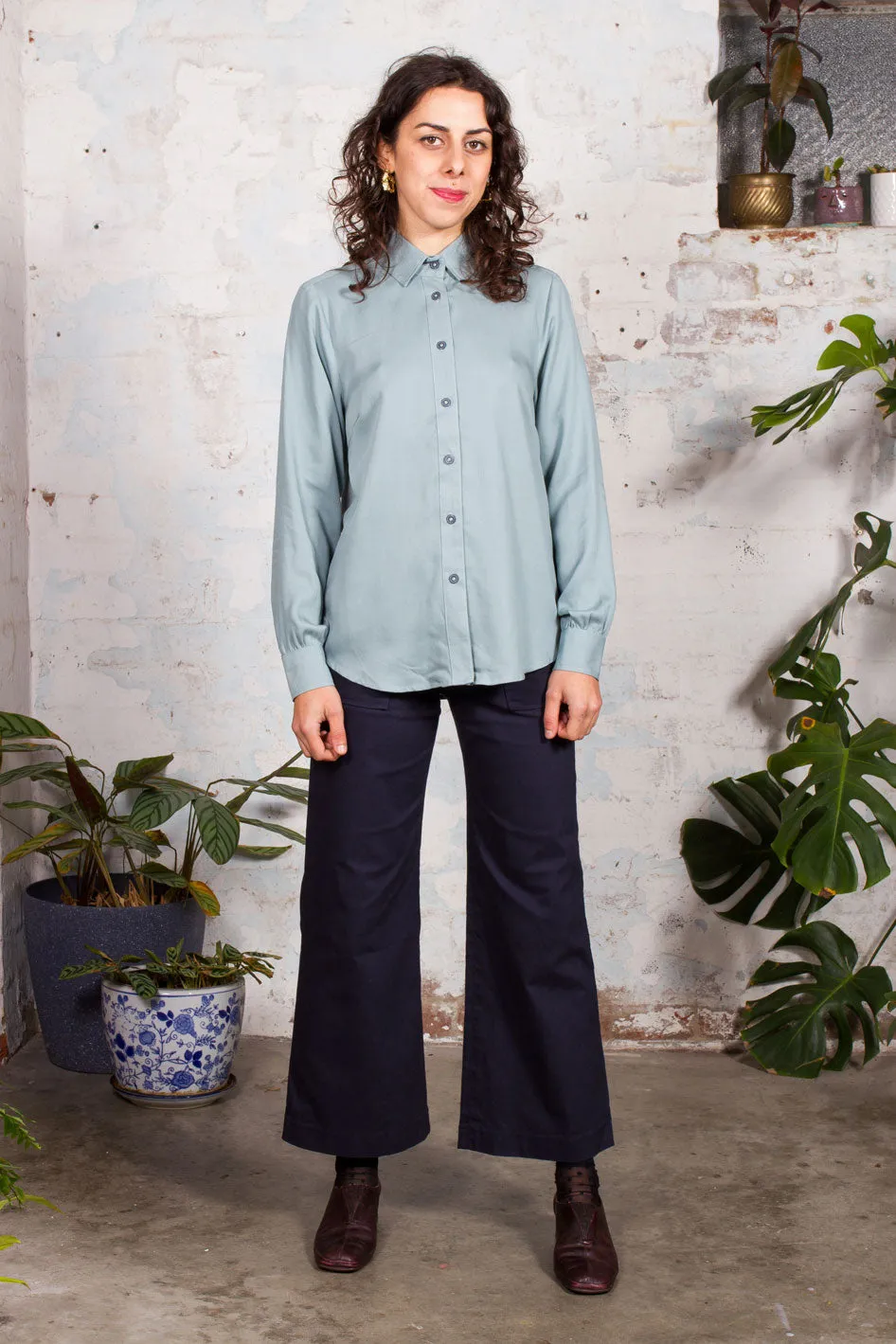 Manuscript Shirt - Sky Honeycomb Cupro