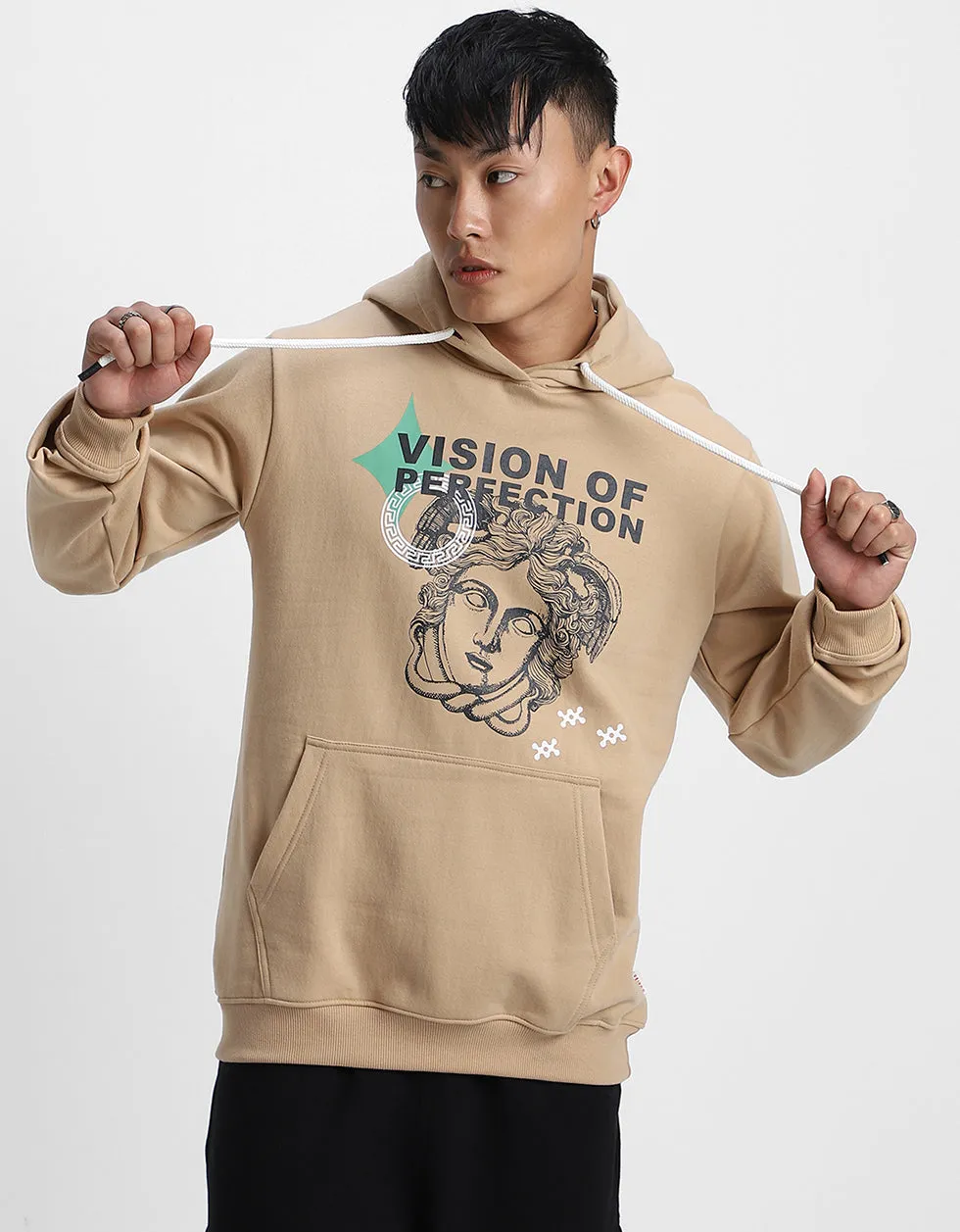 Mens Beige Perfection Print Hoodie: A Masterpiece of Style and Comfort