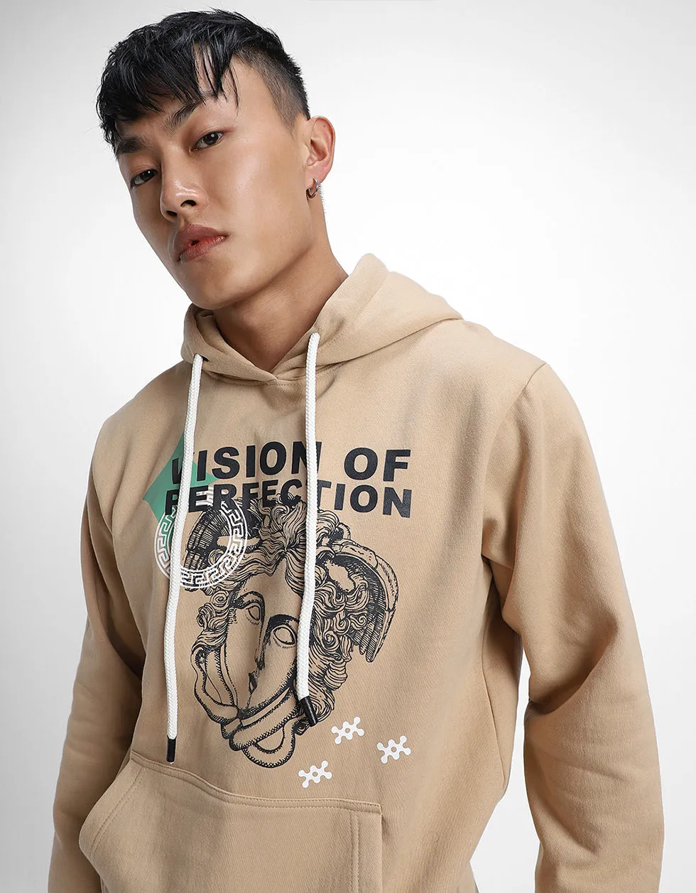 Mens Beige Perfection Print Hoodie: A Masterpiece of Style and Comfort