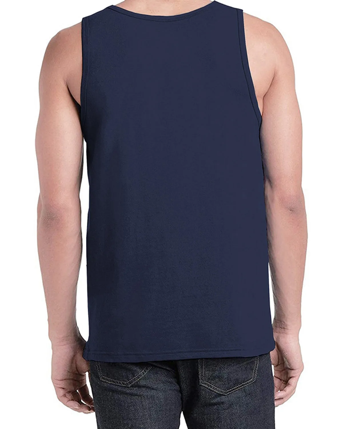 Men Abstact Printed Sleeveless Dark Blue Vest