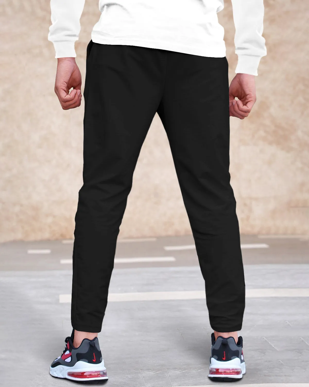 Men Black Graphic Printed Cotton Jogger Trackpant