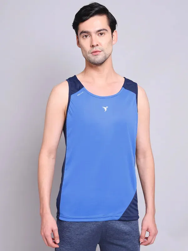 Men Colorblock Slim Fit Scoop Neck Innerwear Vest with TECHNO COOL 