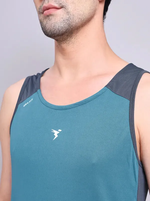 Men Colorblock Slim Fit Scoop Neck Innerwear Vest with TECHNO COOL 