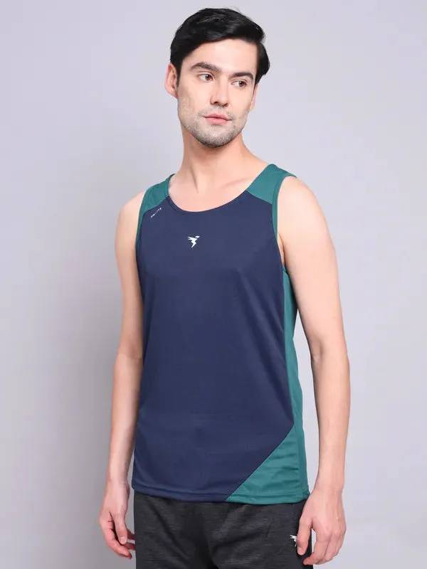 Men Colorblock Slim Fit Scoop Neck Innerwear Vest with TECHNO COOL 