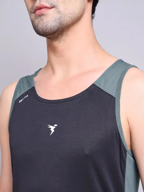 Men Colorblock Slim Fit Scoop Neck Innerwear Vest with TECHNO COOL 