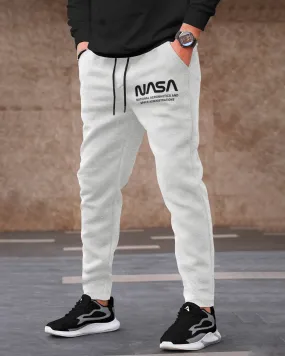 Men LightGrey NASA Printed Cotton Jogger Trackpant