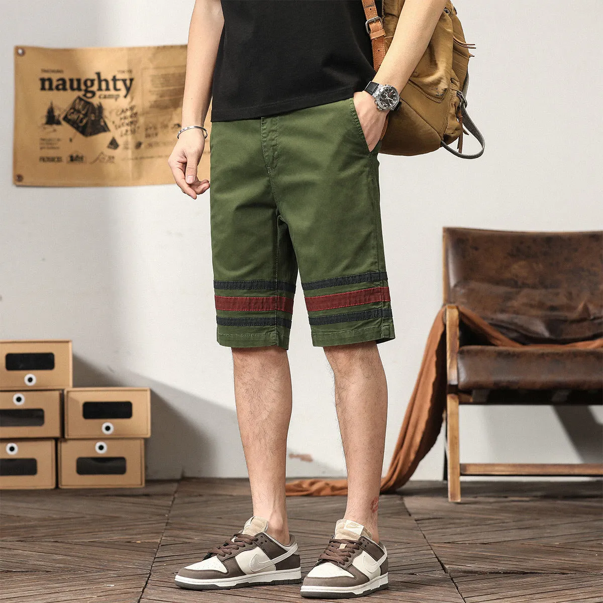 Men's Casual Athletic Short Fashion Fit Young Pants Slim Cargo Shorts | G3612