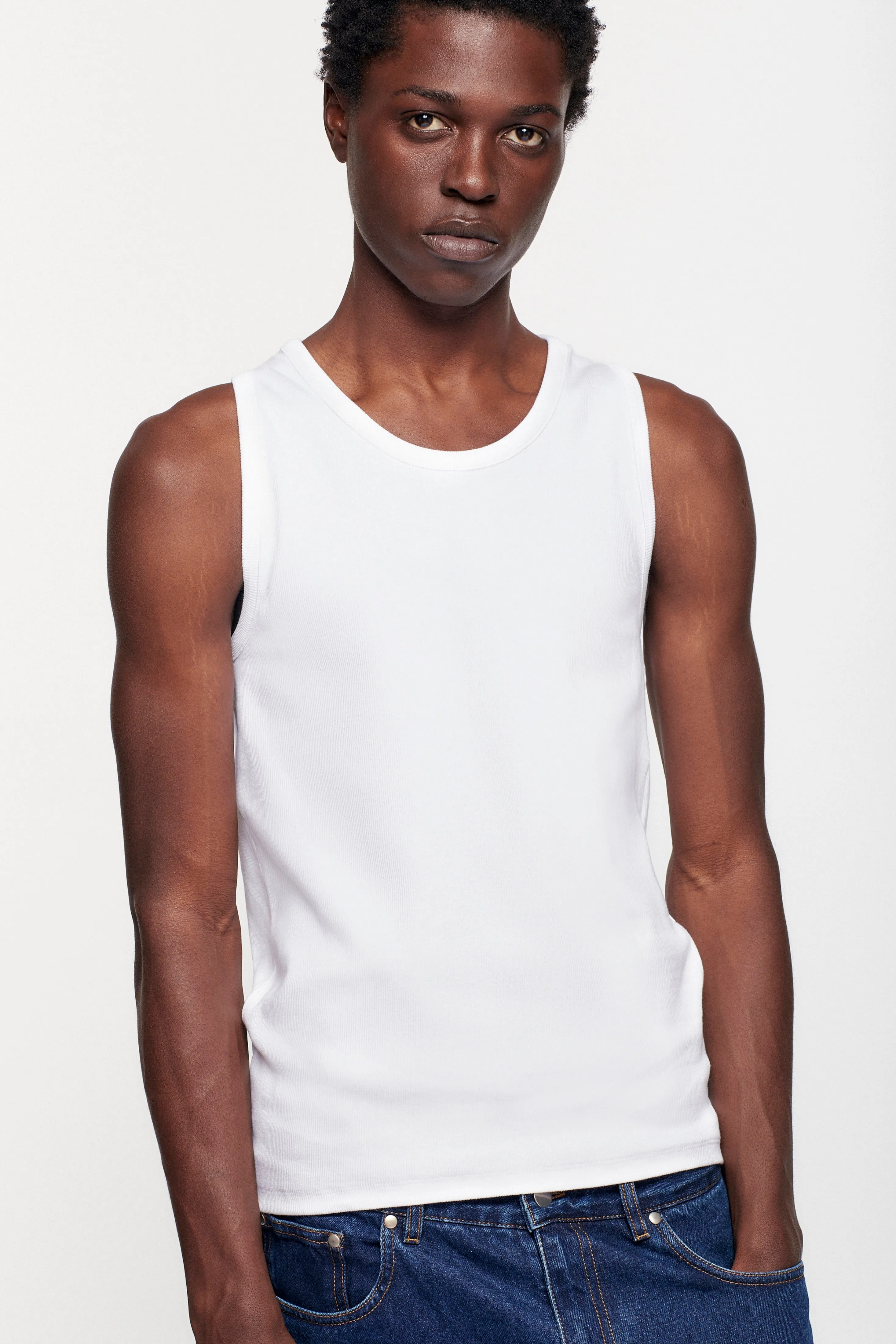 Men's Rib Tank in White