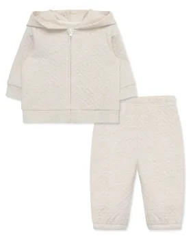 Oatmeal Quilted Hoodie Set