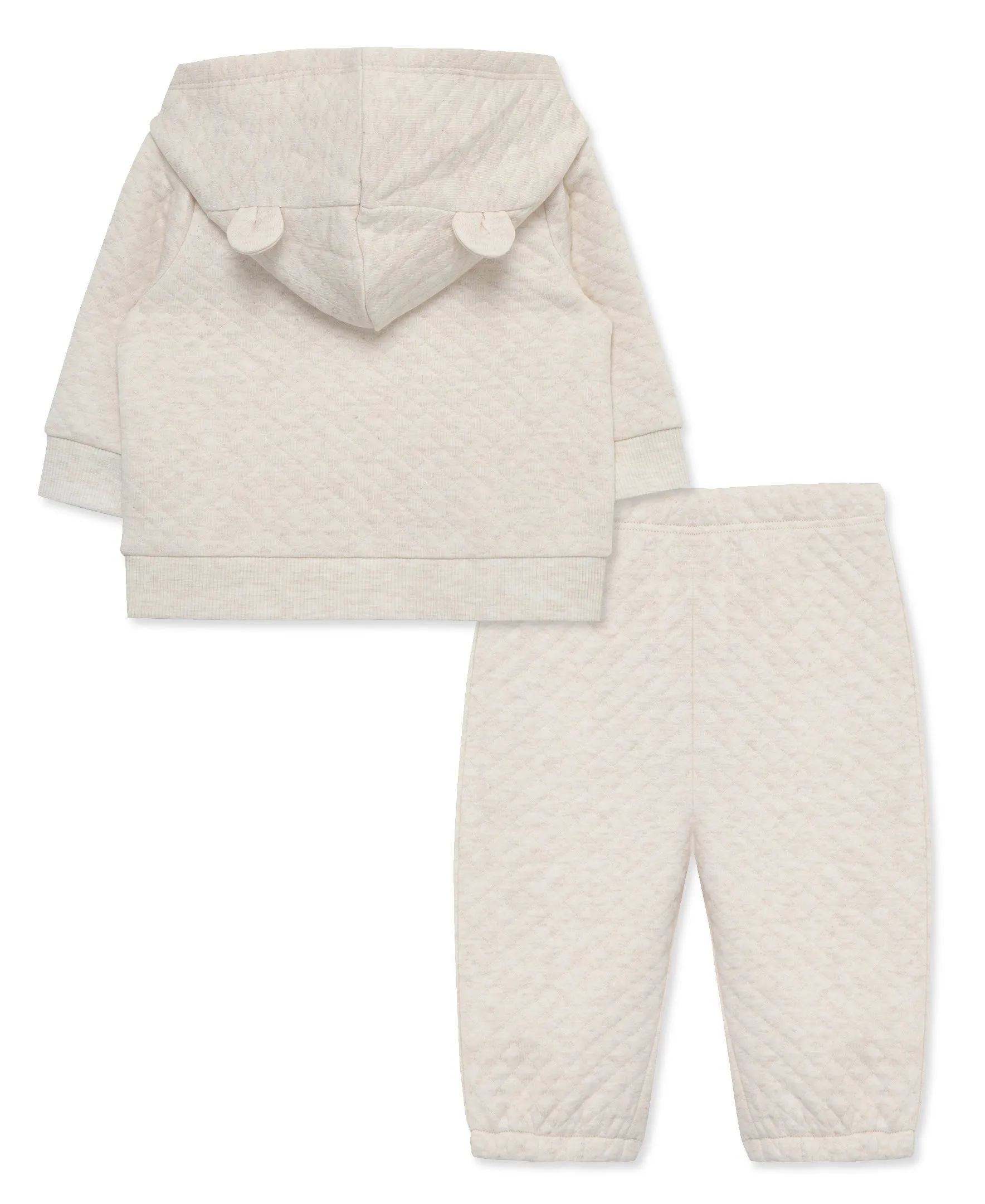 Oatmeal Quilted Hoodie Set