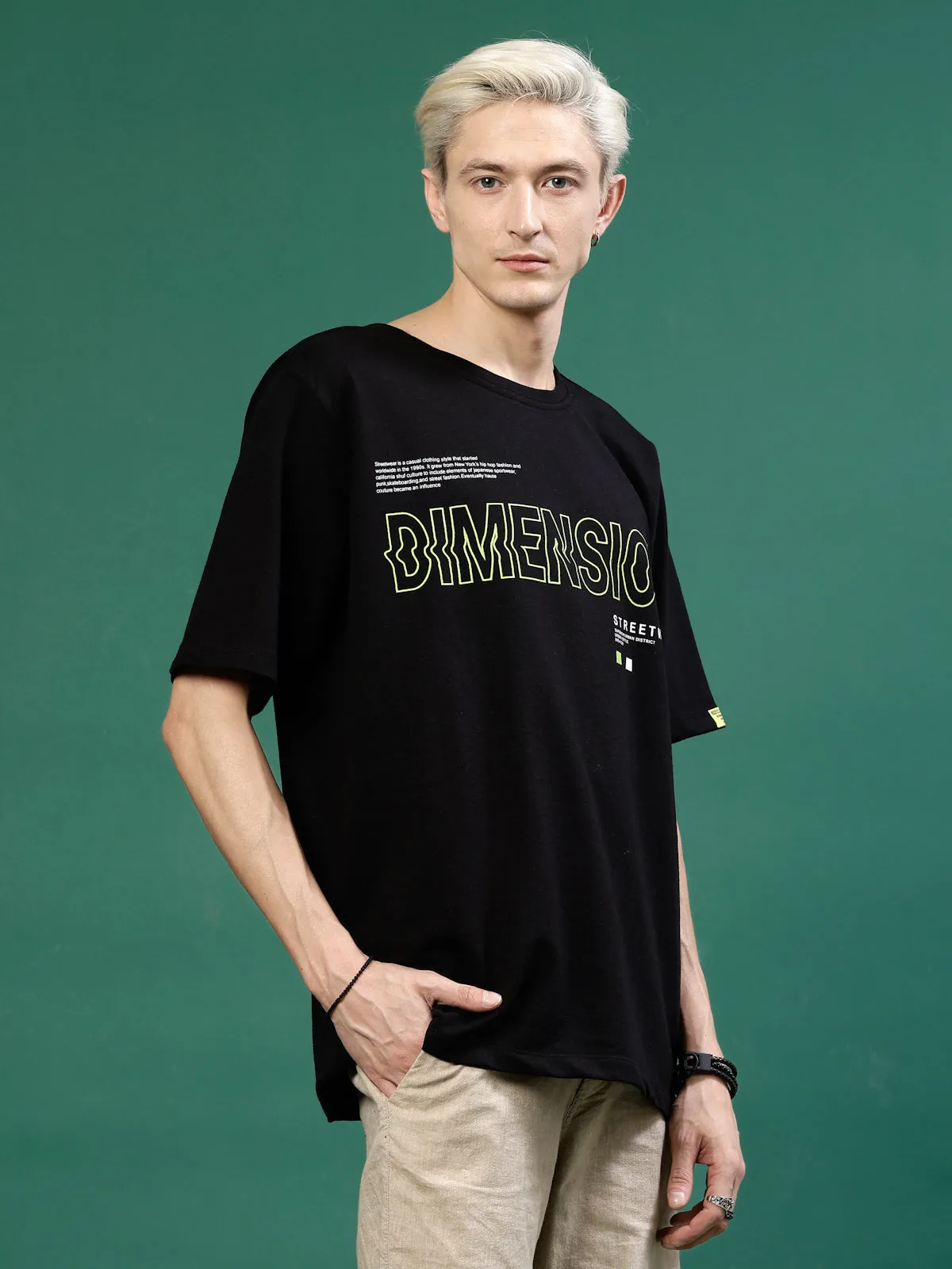 Oversized Typography Cotton Terry T-Shirt