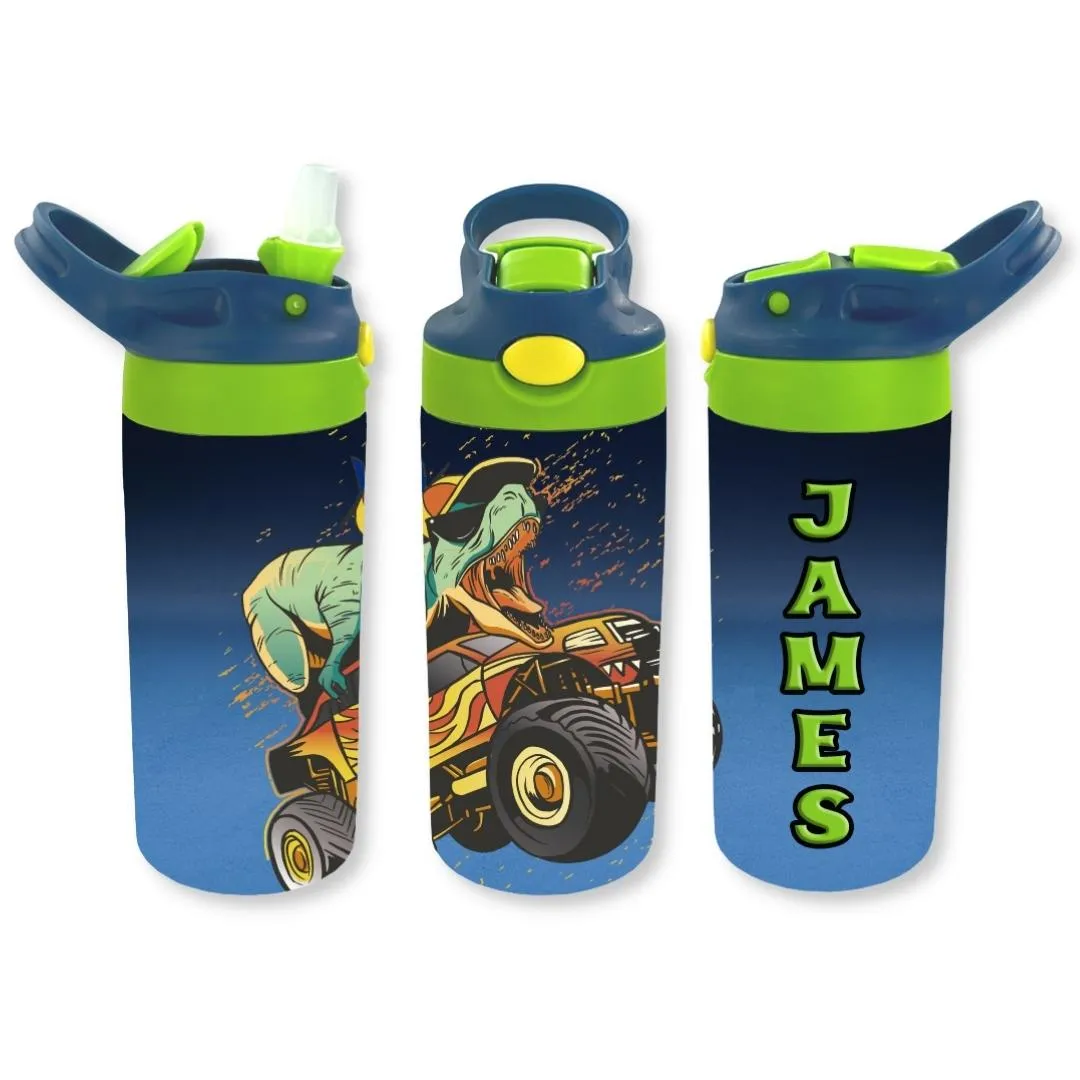 Personalized Kids' 12oz Double Walled Stainless Steel Bottle - Dino Crush