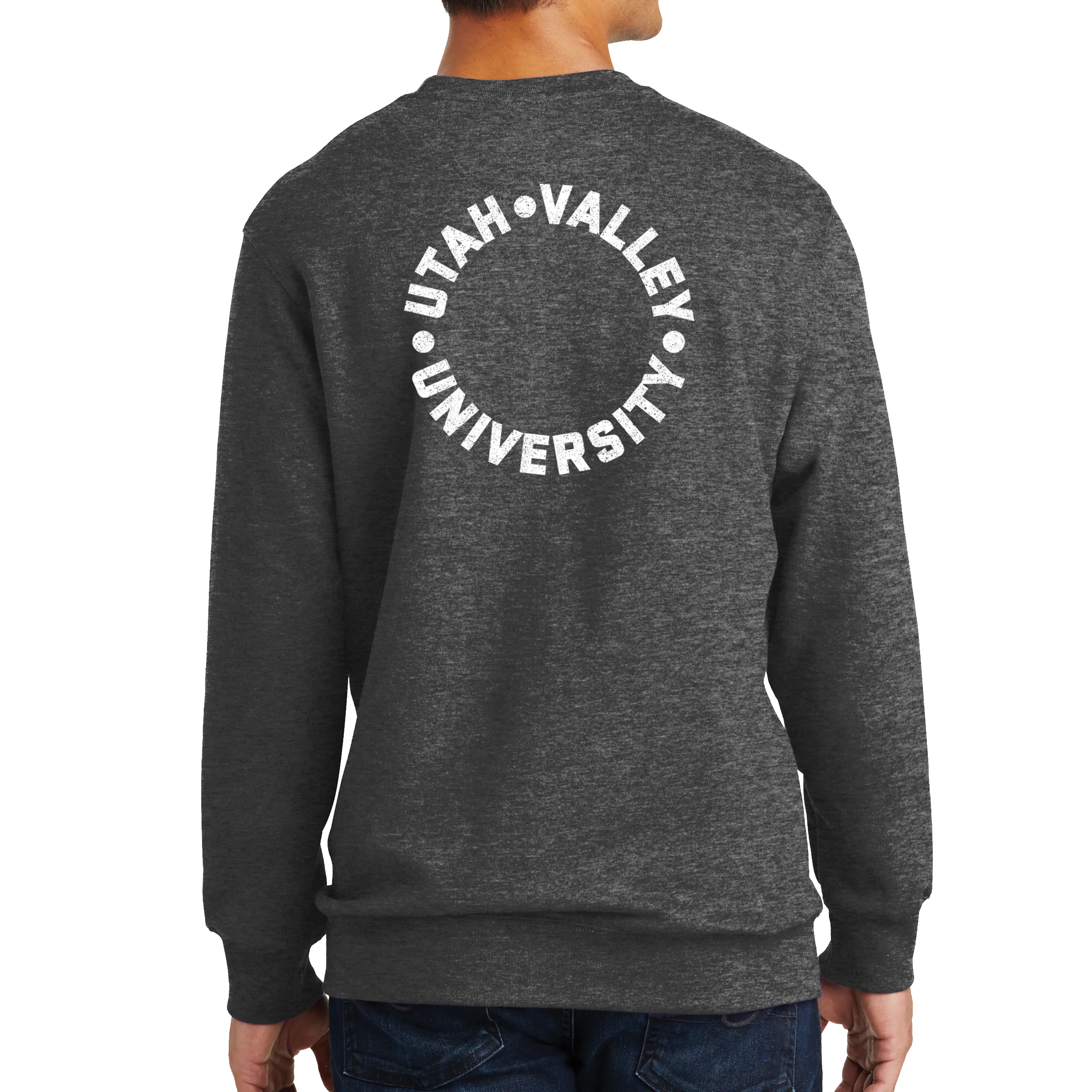 Port & Company Fan Favorite Fleece Crewneck Sweatshirt - UVU Distressed and UVU Mono