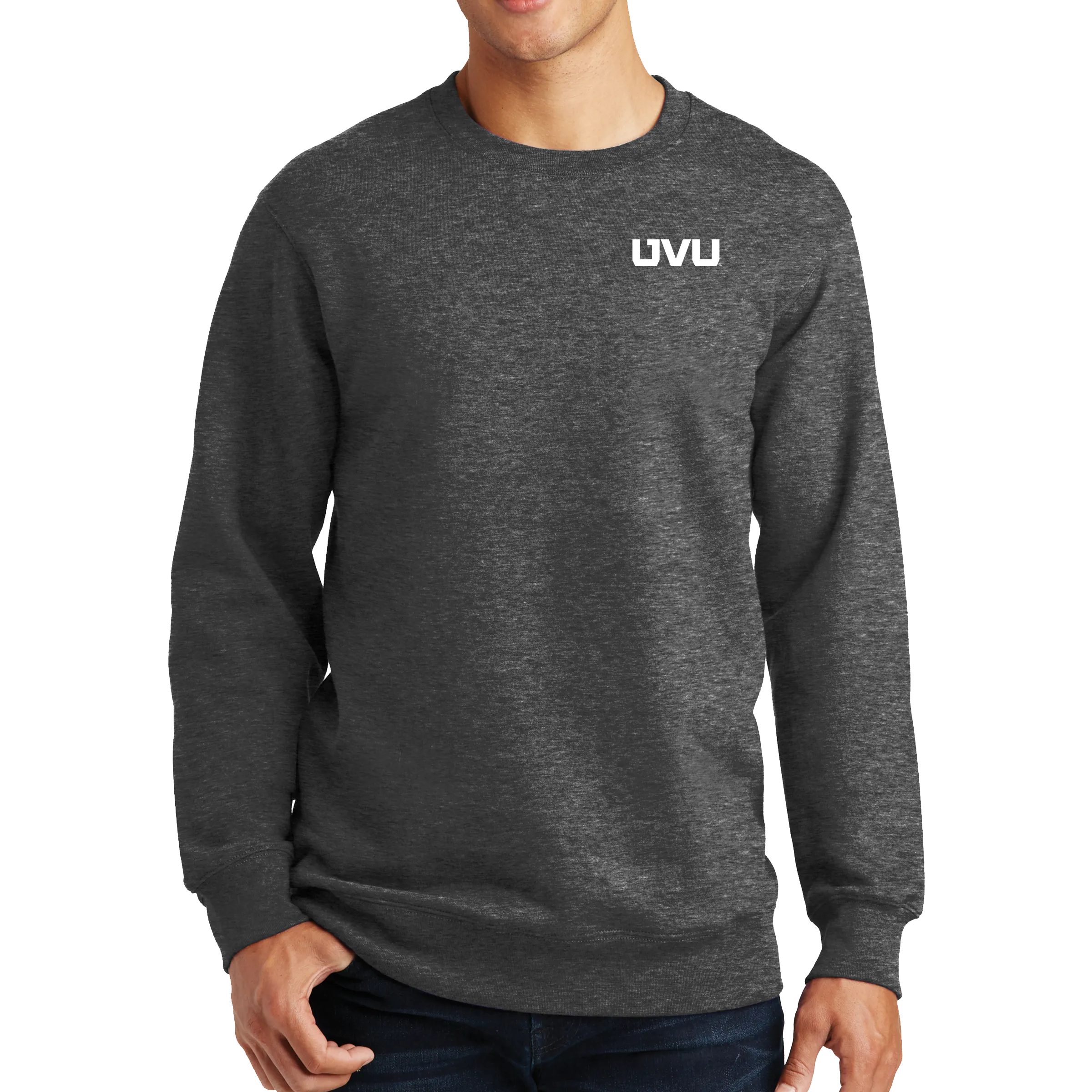 Port & Company Fan Favorite Fleece Crewneck Sweatshirt - UVU Distressed and UVU Mono