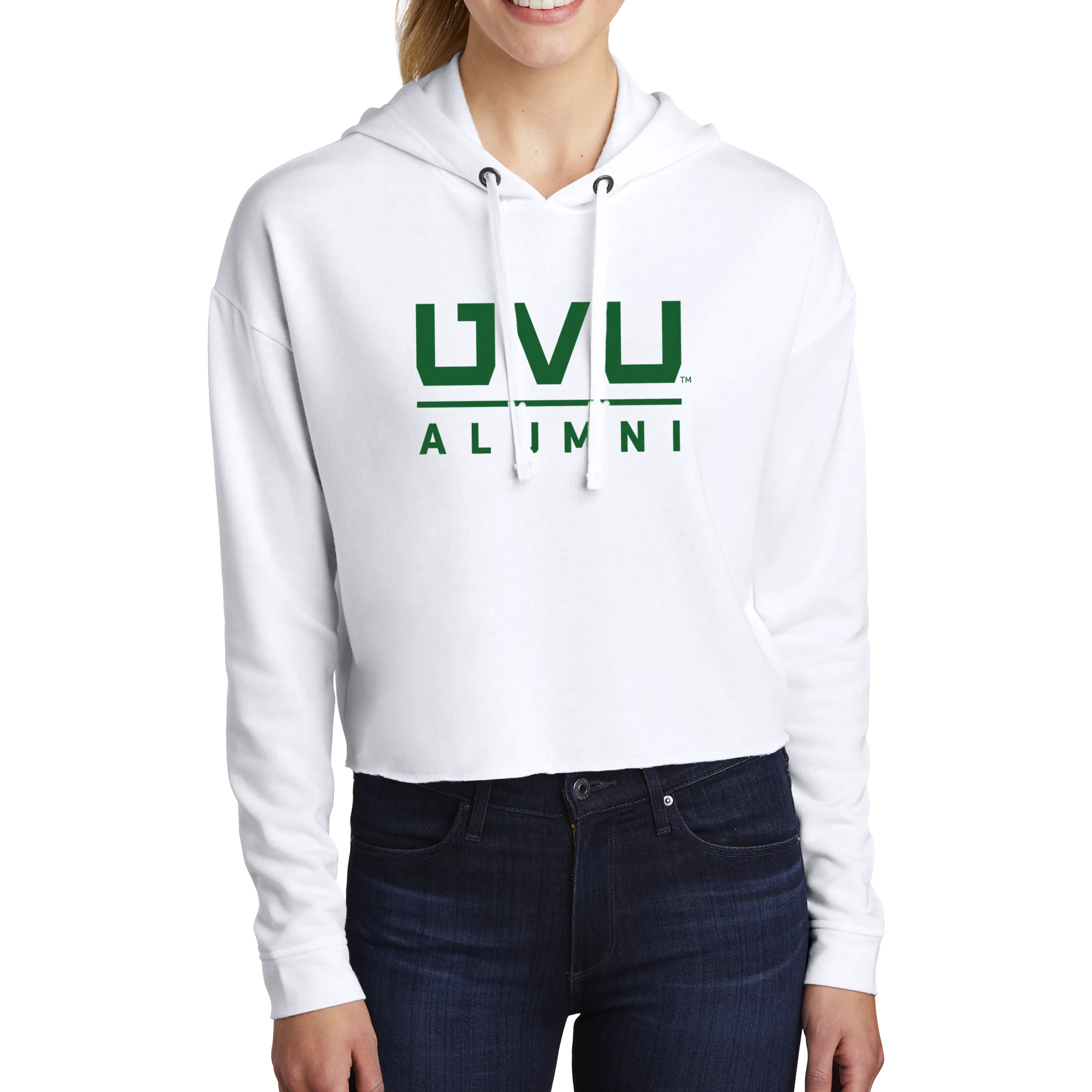 Sport-Tek Ladies PosiCharge Tri-Blend Wicking Fleece Crop Hooded Pullover - UVU Alumni