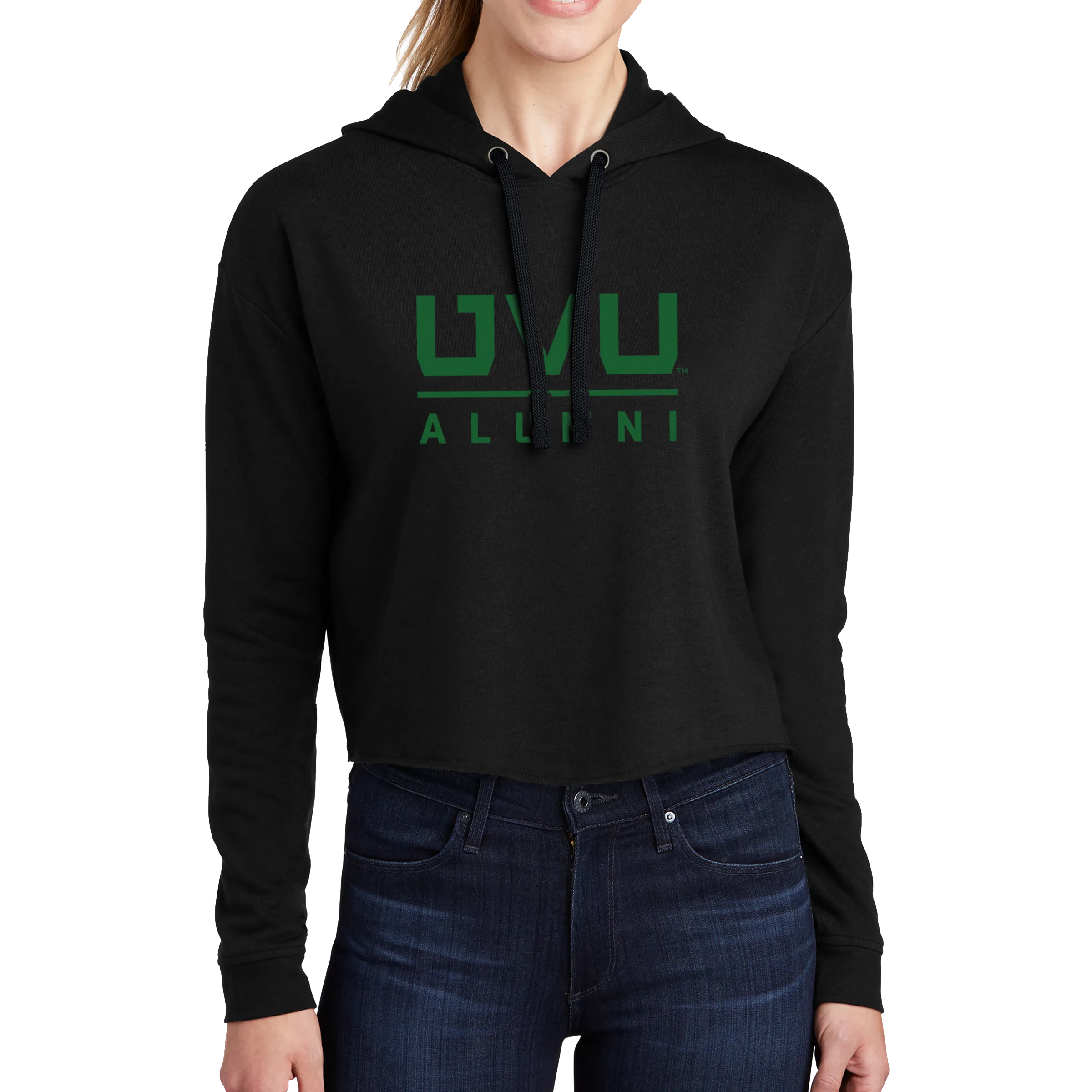 Sport-Tek Ladies PosiCharge Tri-Blend Wicking Fleece Crop Hooded Pullover - UVU Alumni