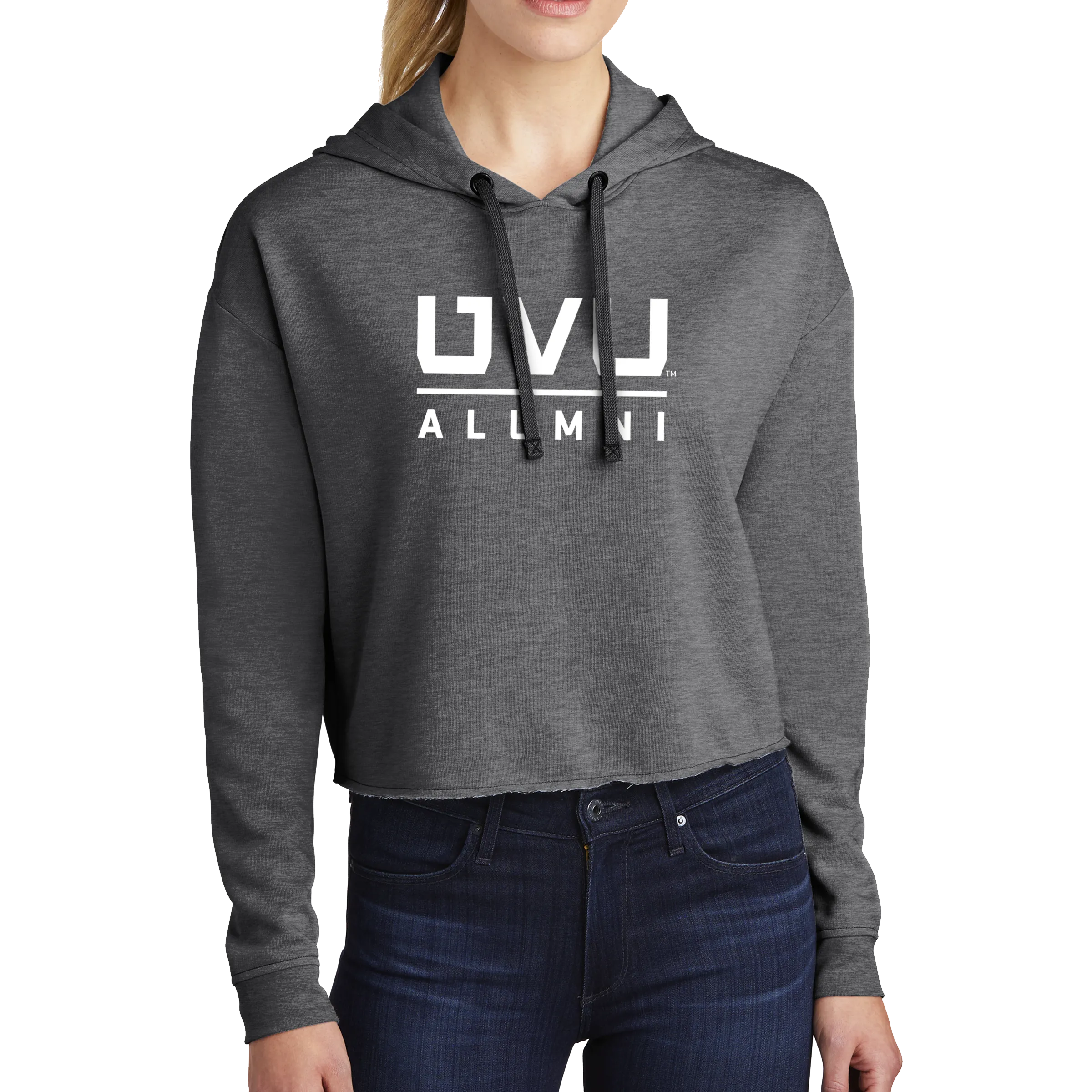 Sport-Tek Ladies PosiCharge Tri-Blend Wicking Fleece Crop Hooded Pullover - UVU Alumni