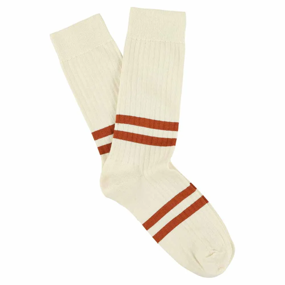 Stripes socks - Ecru / Brick