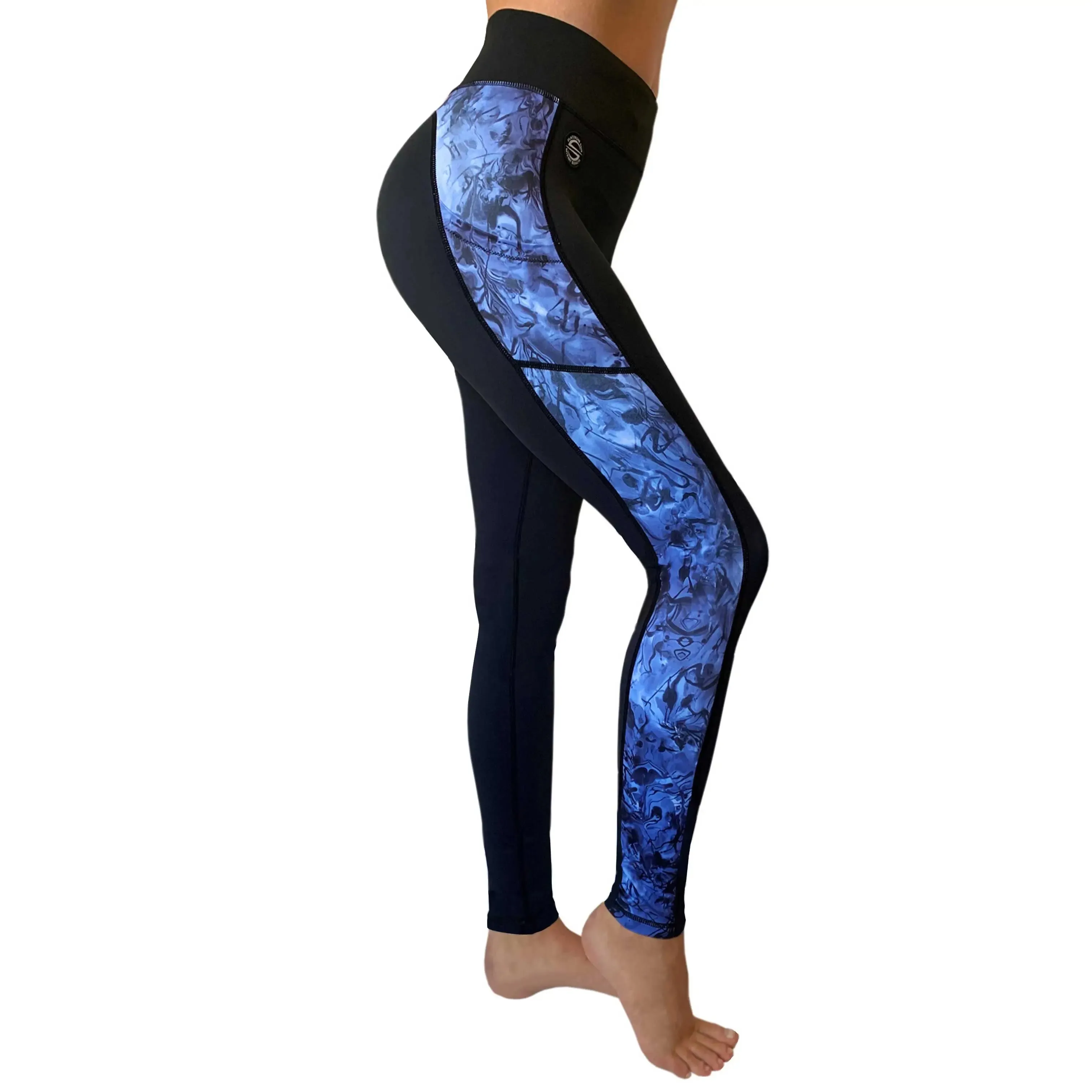 Swim Leggings for Women UPF 50 | Marble - Black Simple