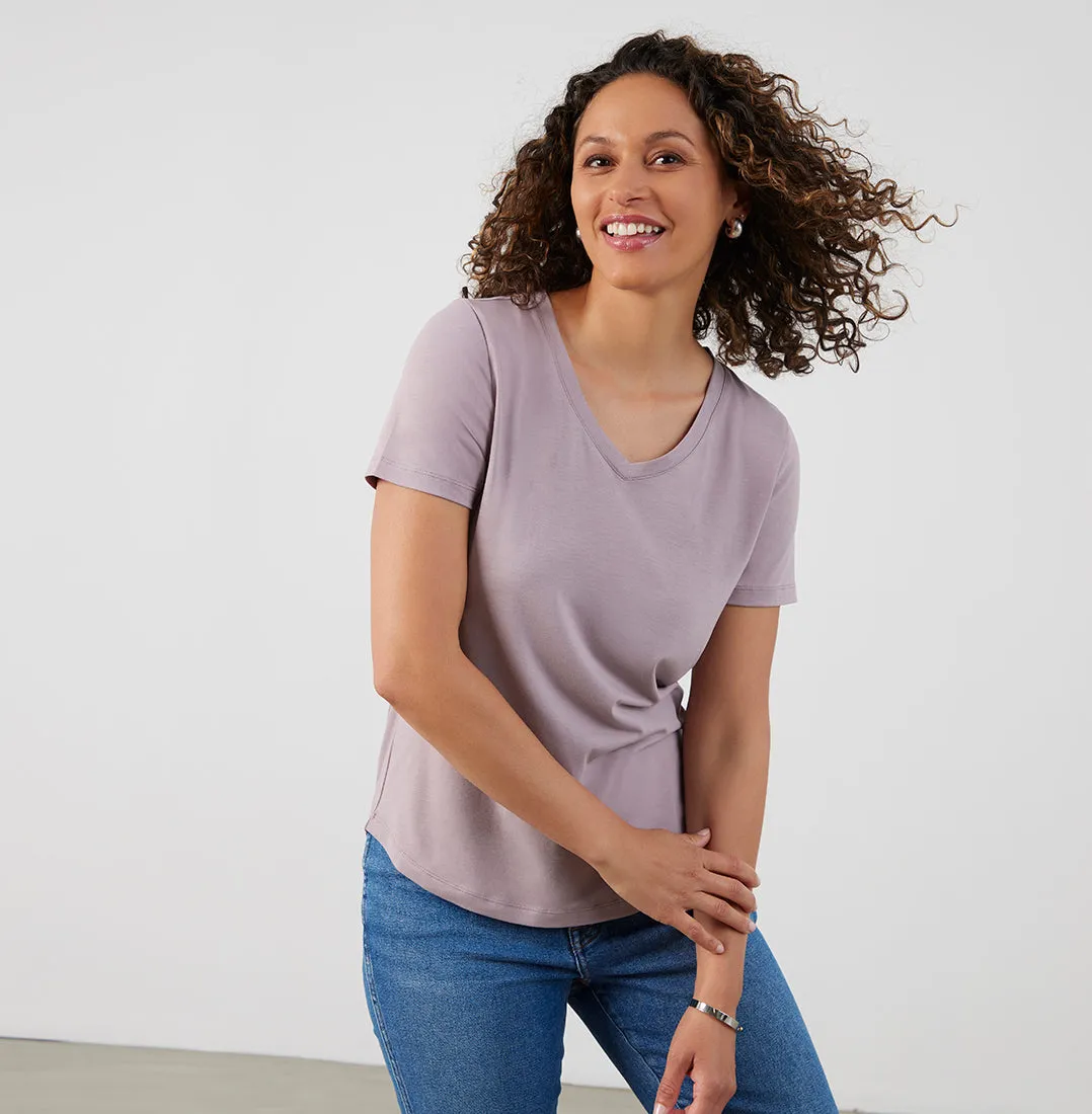 Threshold V-Neck T-Shirt Petite Fit - Misty Mauve