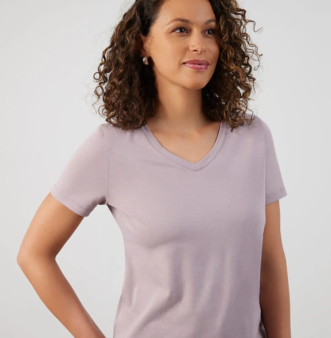 Threshold V-Neck T-Shirt Petite Fit - Misty Mauve