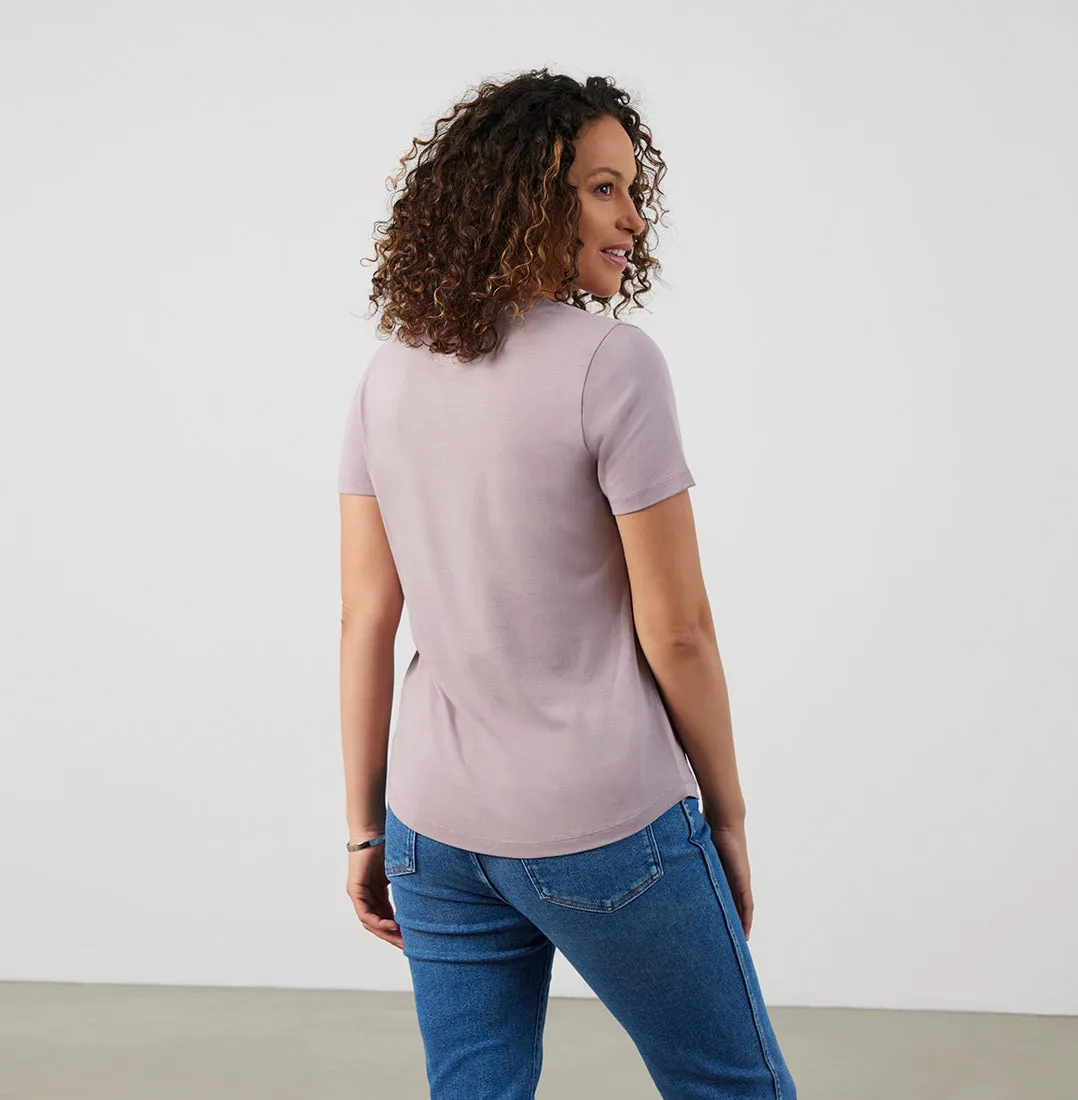 Threshold V-Neck T-Shirt Petite Fit - Misty Mauve