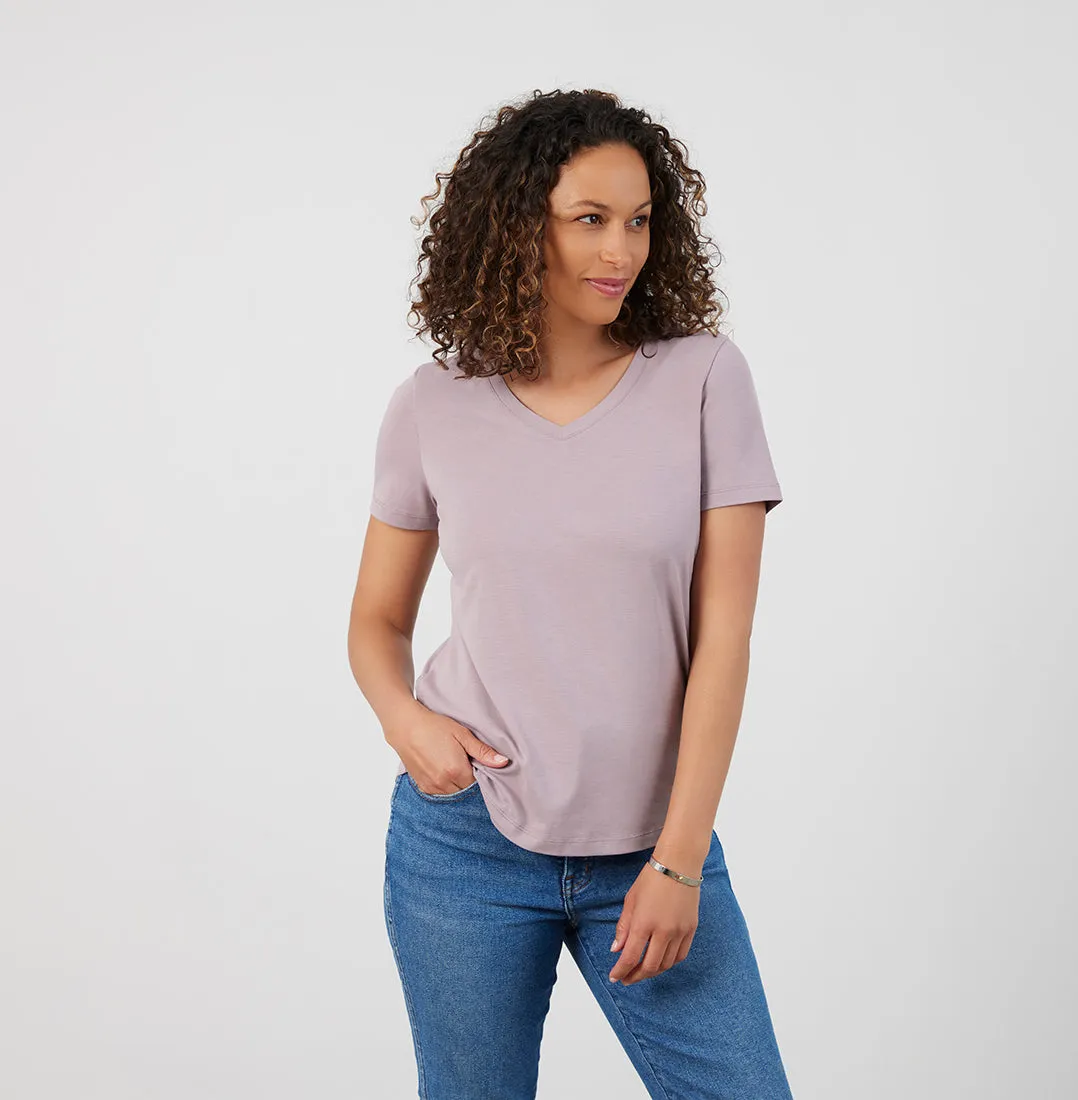 Threshold V-Neck T-Shirt Petite Fit - Misty Mauve