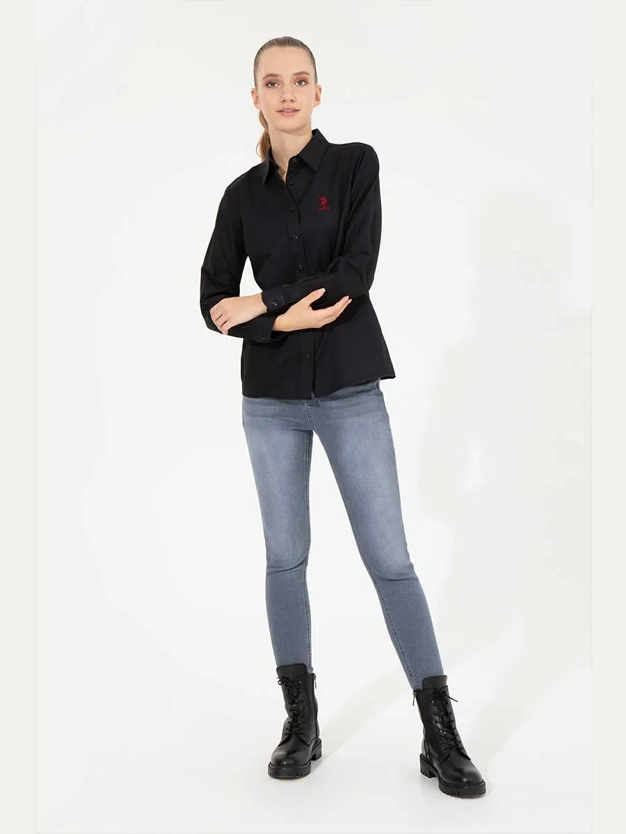 USPA Shirt Women Black VR046 USSHW033 Slim US Polo Assn.