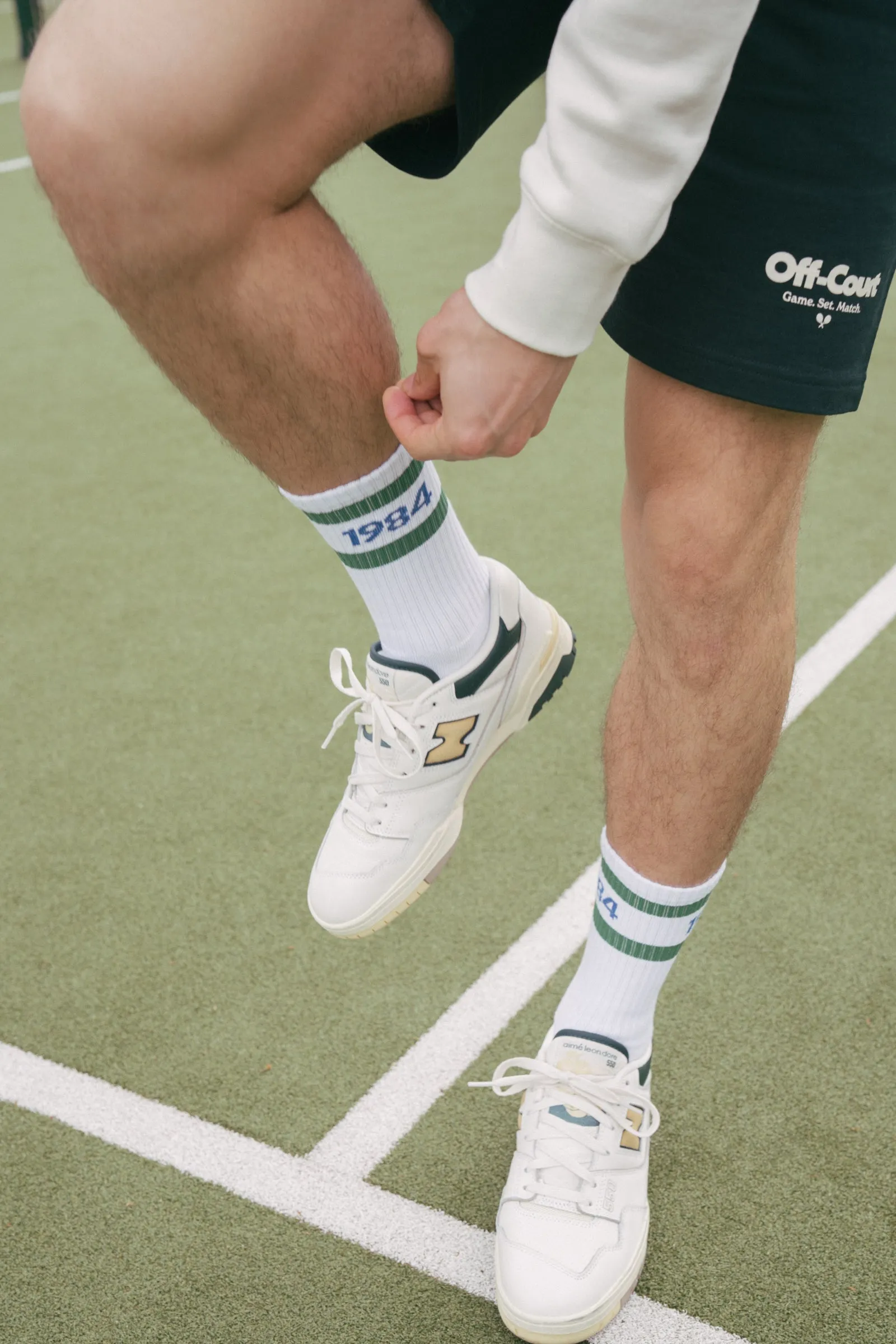 Vice 84 'Runner' Stripe Socks - Cream / White