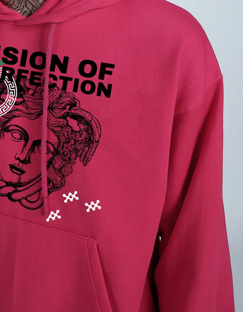 Stylish Magenta Typographic Hoodie with Front Design - Boosted by Vision of Perfection