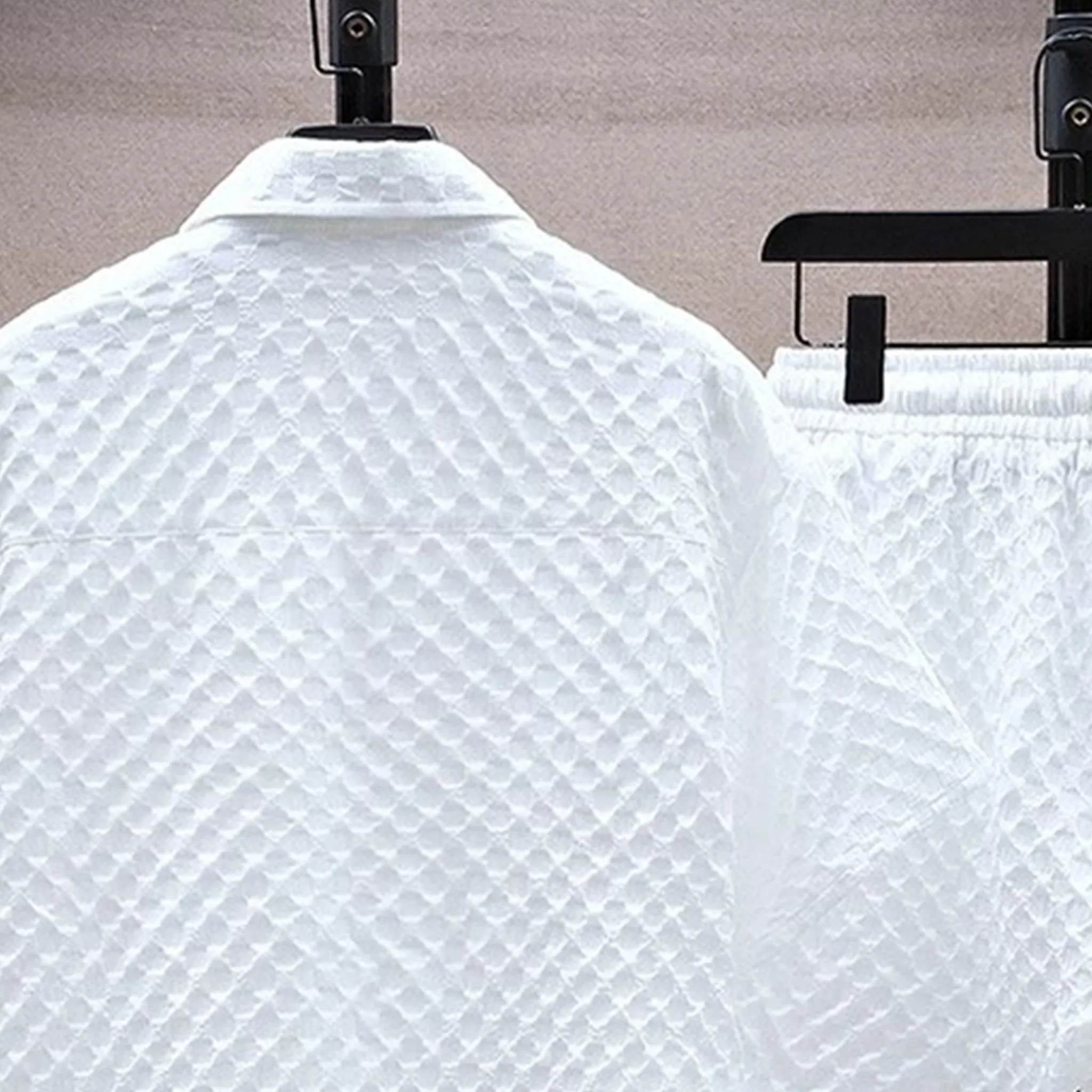 White Textured Co-ord set for Men