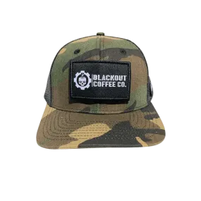 Woodland Camo Trucker Hat w/ Black Mesh & Snapback