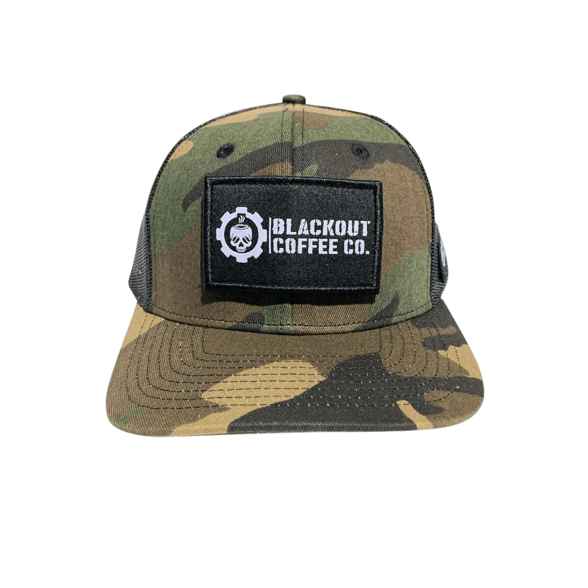 Woodland Camo Trucker Hat w/ Black Mesh & Snapback